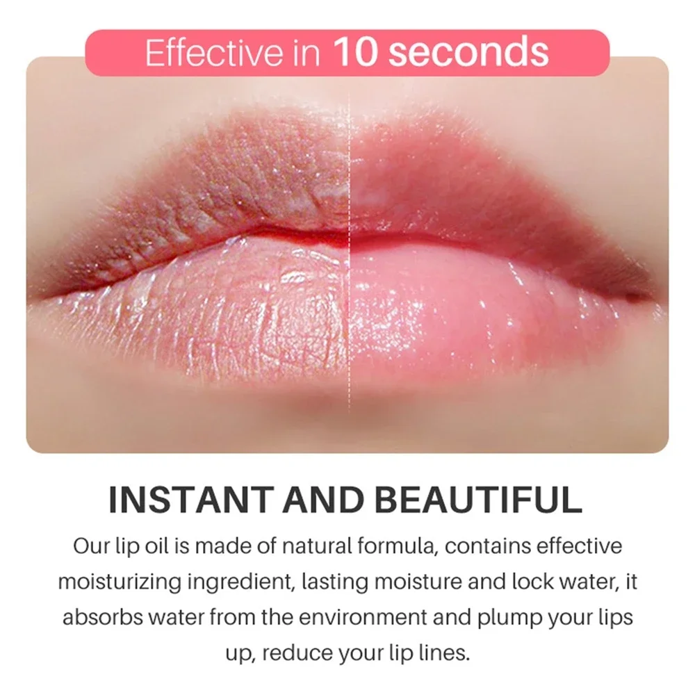 Natural Lip Plumper Instant Volumising Repairing ลดริ้วรอย 10ML Lip Oil บรรเทาริมฝีปากแห้ง Plumping แต่งหน้าเครื่องสําอาง