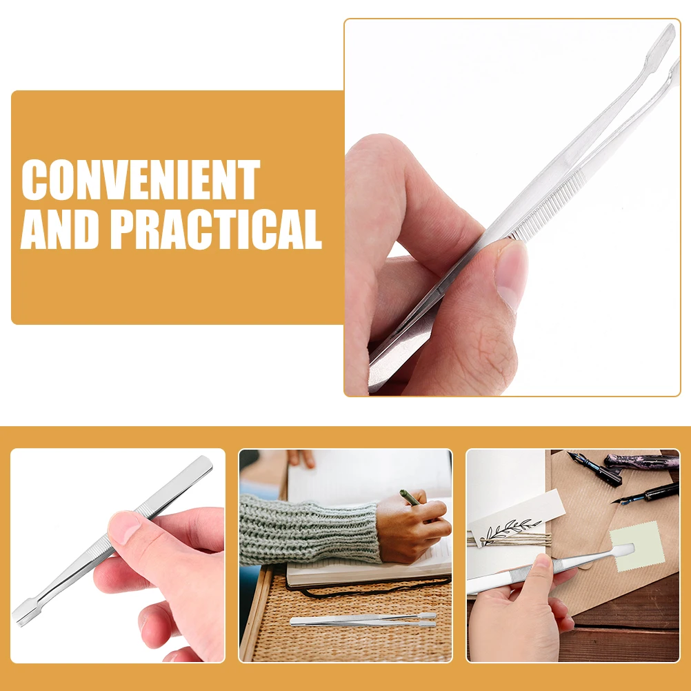 

6pcs Duckbill Tweezers Stainless Steel Stamp Tweezers For Craft Coin Jewelry Making False Eyelash Applicator Multi-Use Metal