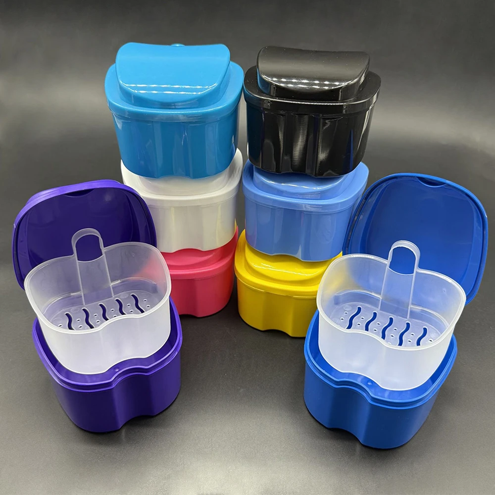 20Pcs Dental Box Orthodontic Prosthesis Teeth Storage Container Denture Bath Case with Hanging Net