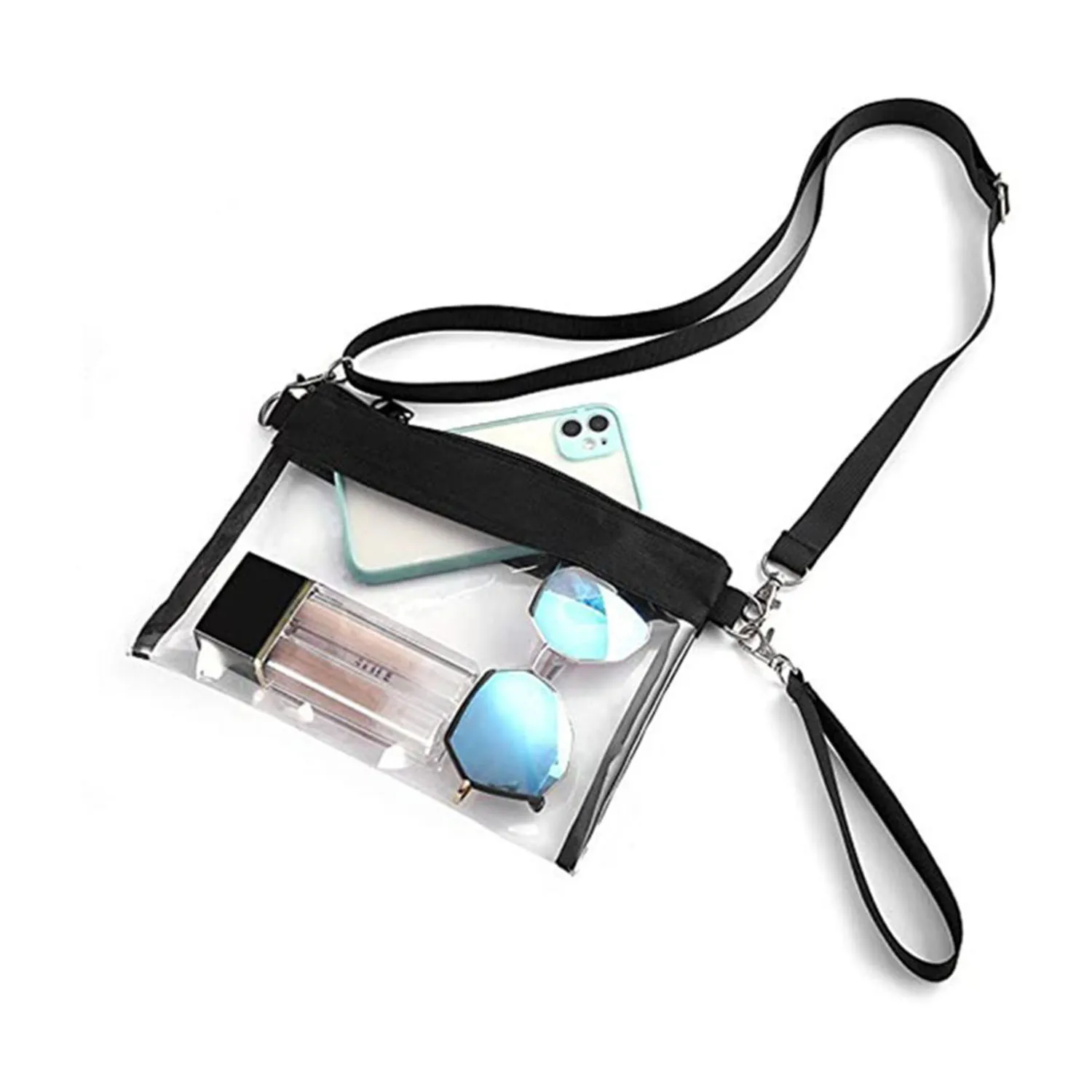 Clear Crossbody Purse Stadium Approved PU Leather Clear Concert Bag