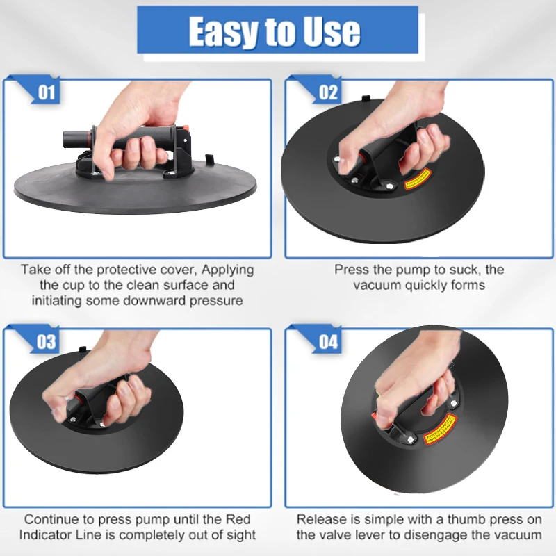 NEW Vacuum Suction Cup 250kg Loading Capacity Heavy Duty Vacuum Spreader for Tile Adsorption 14 Inch Cup Glass Granite Lifting