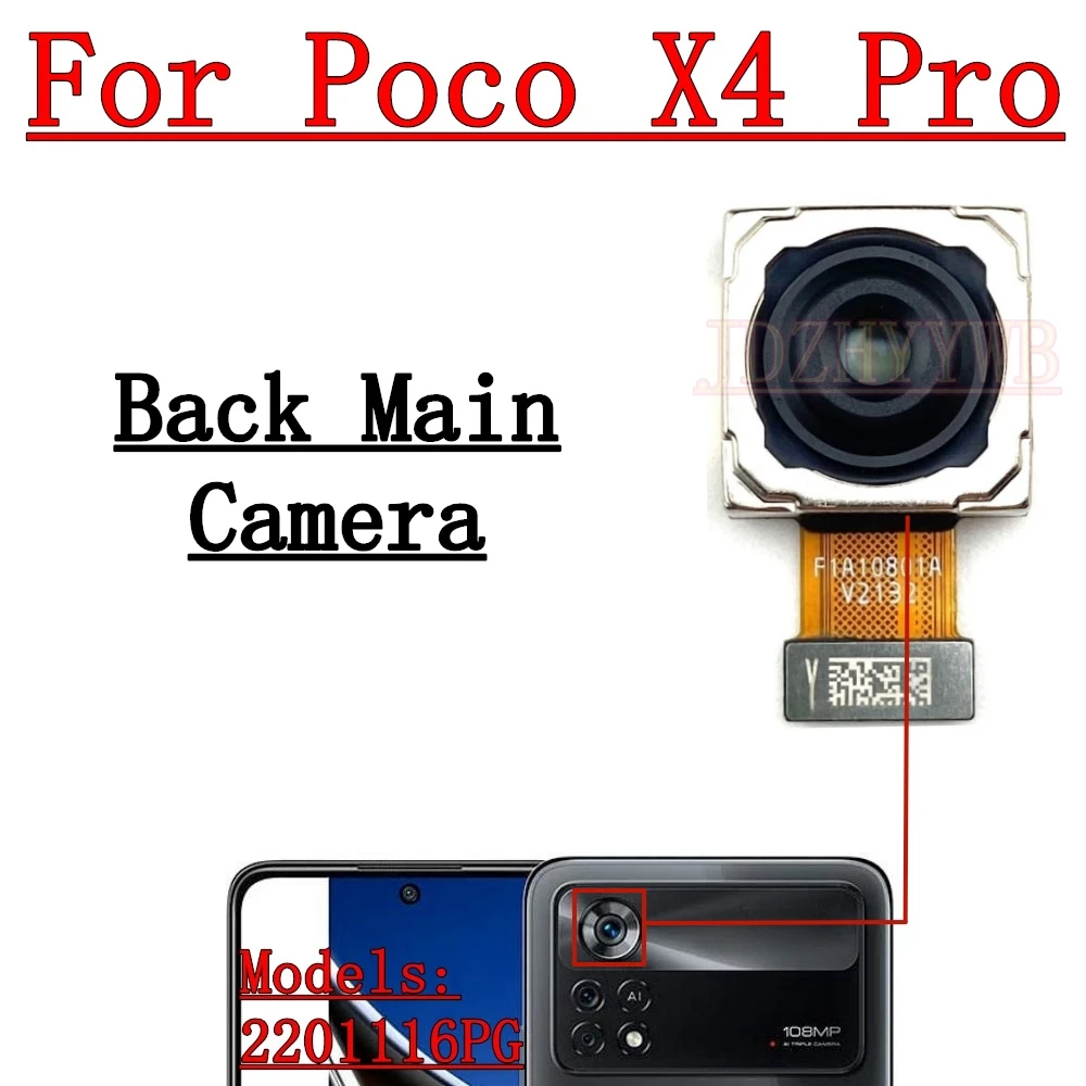 الكاميرا الأمامية الخلفية لشاومي Mi Poco X4 Pro 5G Poco X4 GT عرض واسع الظهر التي تواجه وحدة الكاميرا الرئيسية قطع غيار الكابلات المرنة