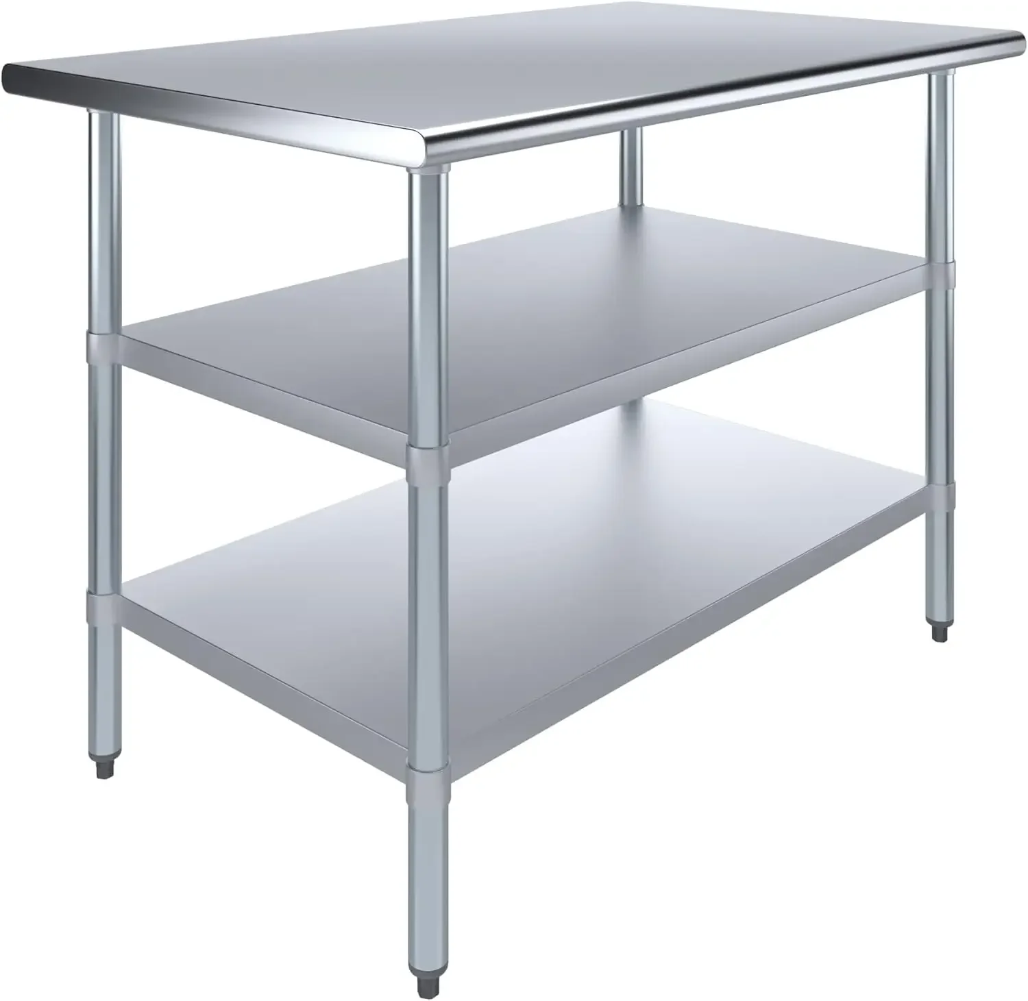 Stainless Steel Work Table with 2 Shelves | NSF | Metal Utility Table (48