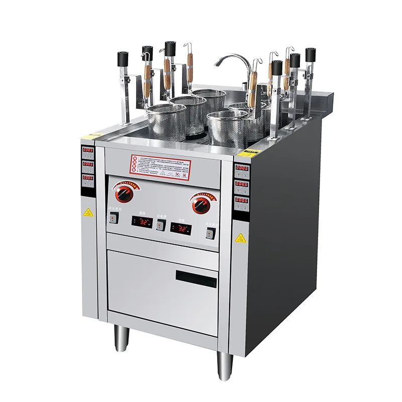 Automatic multi-functional noodle cooking stove Commercial electric heating ifting six-head noodle cooking machine