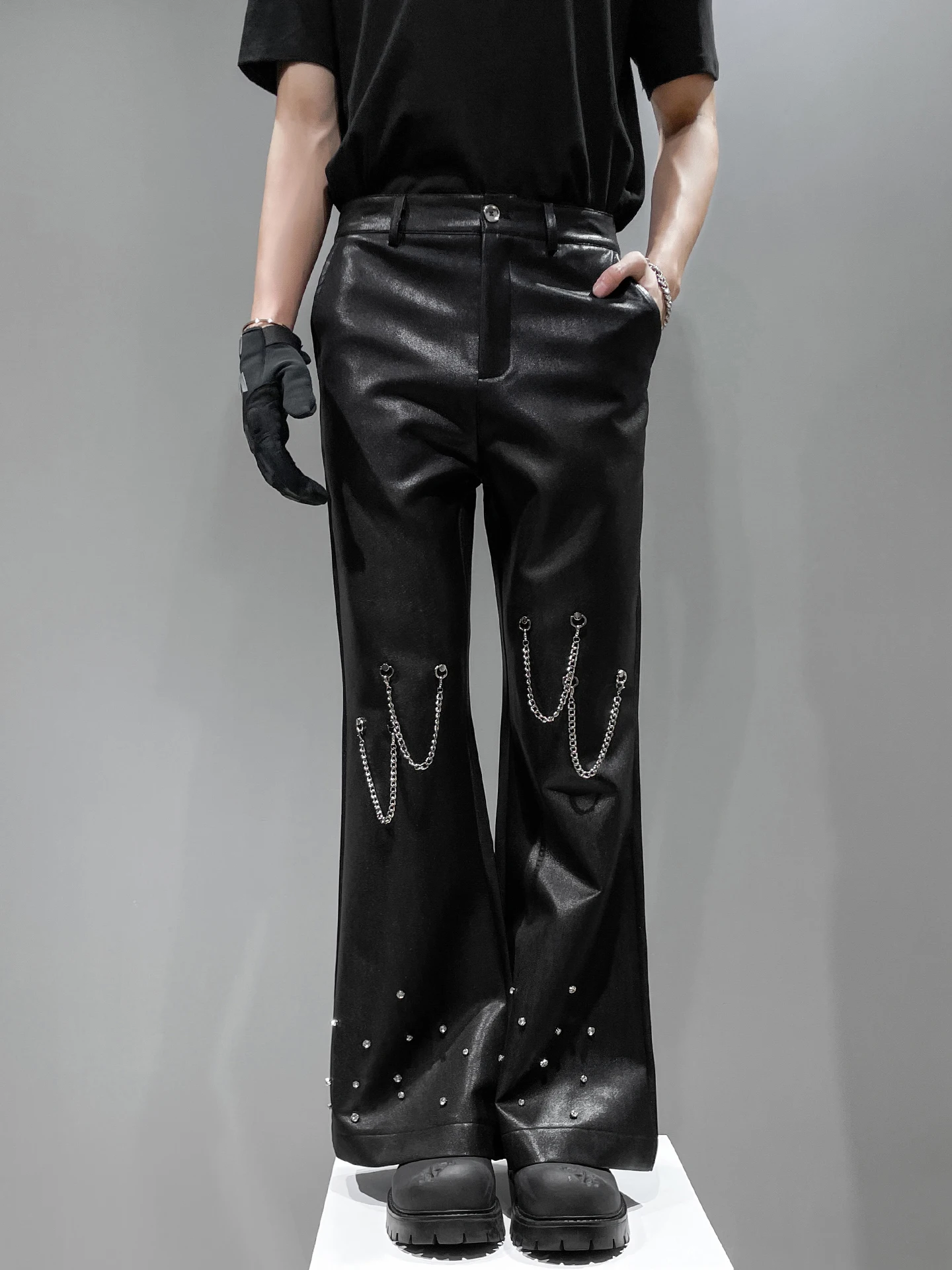 

Мужские брюки Bla Bell Bot с цепями в стиле хэви-метал, свободные, длинные, модные, молодежные, повседневные, весна-лето