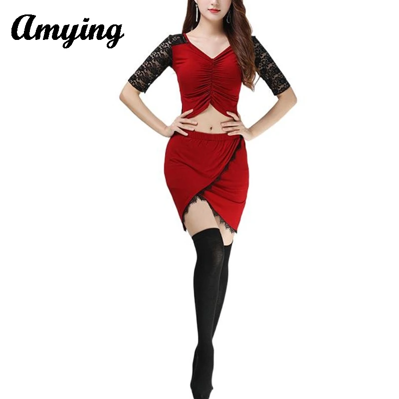 Large Women Belly Dance Costume Set Practice Clothing Professional Lady Sexy Top+Skirt Suit Lady Lesson Wear Outfit Slimming