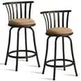 

24" Or 29" Swivel Bar Stools Set Of 2, Counter Height Faux Leather Upholstered For Kitchen Island, Brown