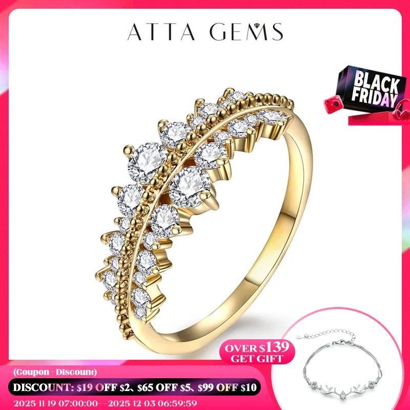 

ATTAGEMS Brilliant Cut 3.0mm Moissanite Ring for Women Men Pure 18K 14K 10K Yellow Gold for Wedding Engagement Luxury Party Gift