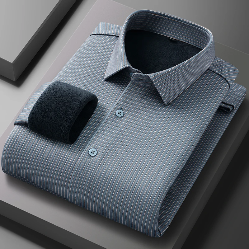 قمصان رجالية من الصوف بأكمام طويلة، قمصان شتوية سميكة مقاومة للبرد، كاجوال وعصرية، جودة عالية للشارع