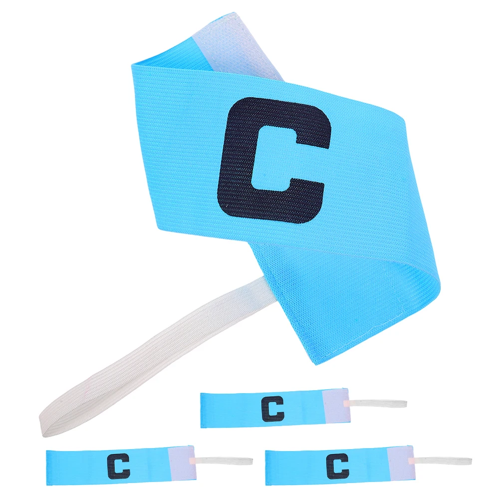 

4 Pcs Football Captain Armband Mark Bands Elastic for Long Sleeve Colour Armbands Adjustable Colored Sky-blue