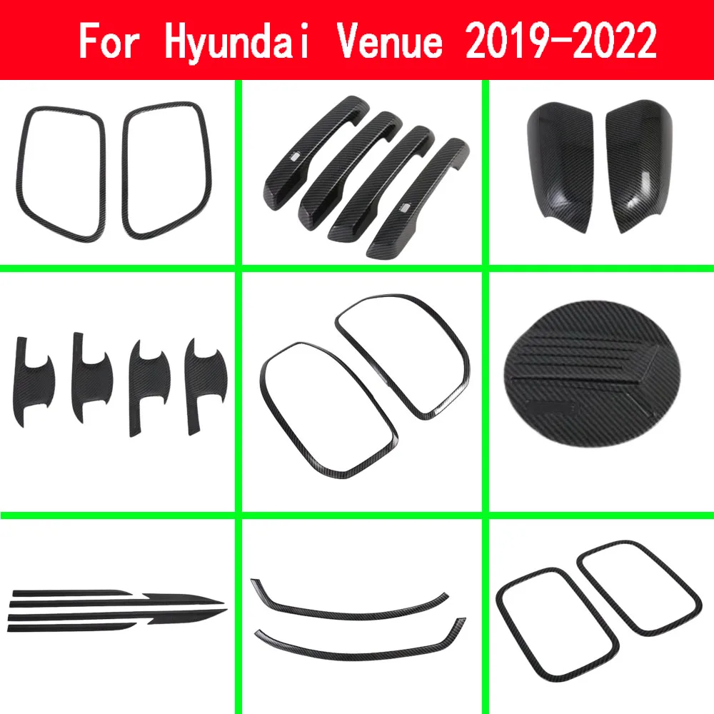 For Hyundai Venue 2019 2020 2021 2022 ABS Trim Fog Light Eyebrow Frame Cover Door Body Strip Handle Bowl Frame Mirror Rear Wiper