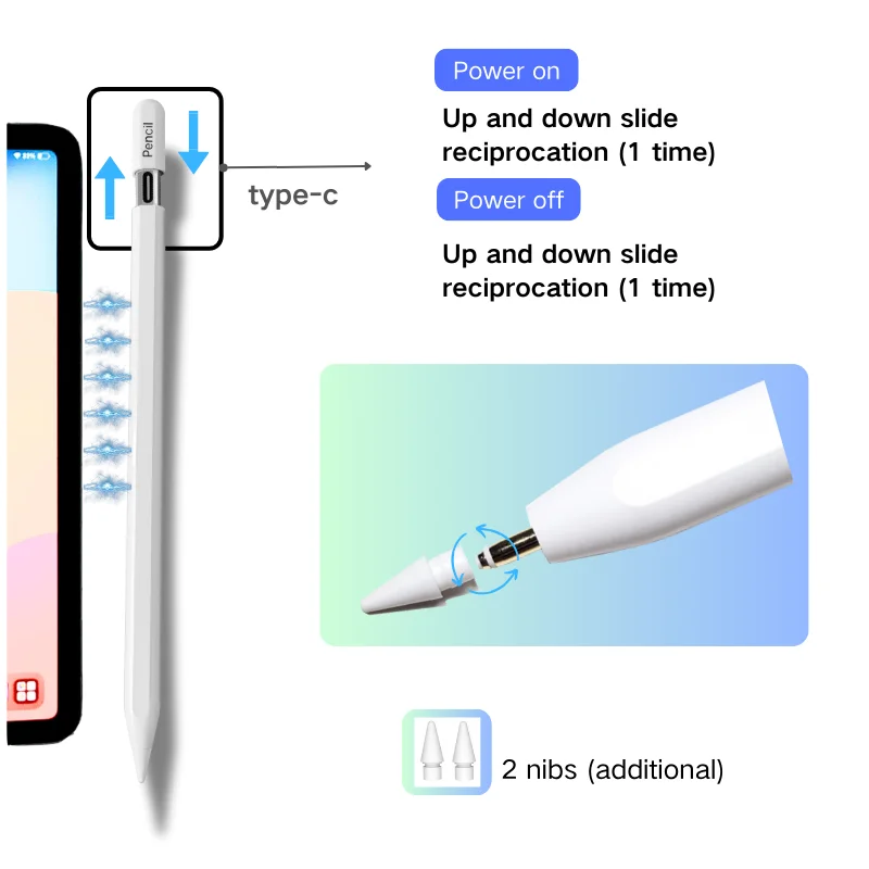 IFXLIFE Pencil3 ปากกาสไตลัสสมาร์ทสไตลัส Type-c ชาร์จการดูดซับแม่เหล็กชาร์จ iPad เฉพาะ 2018-2023