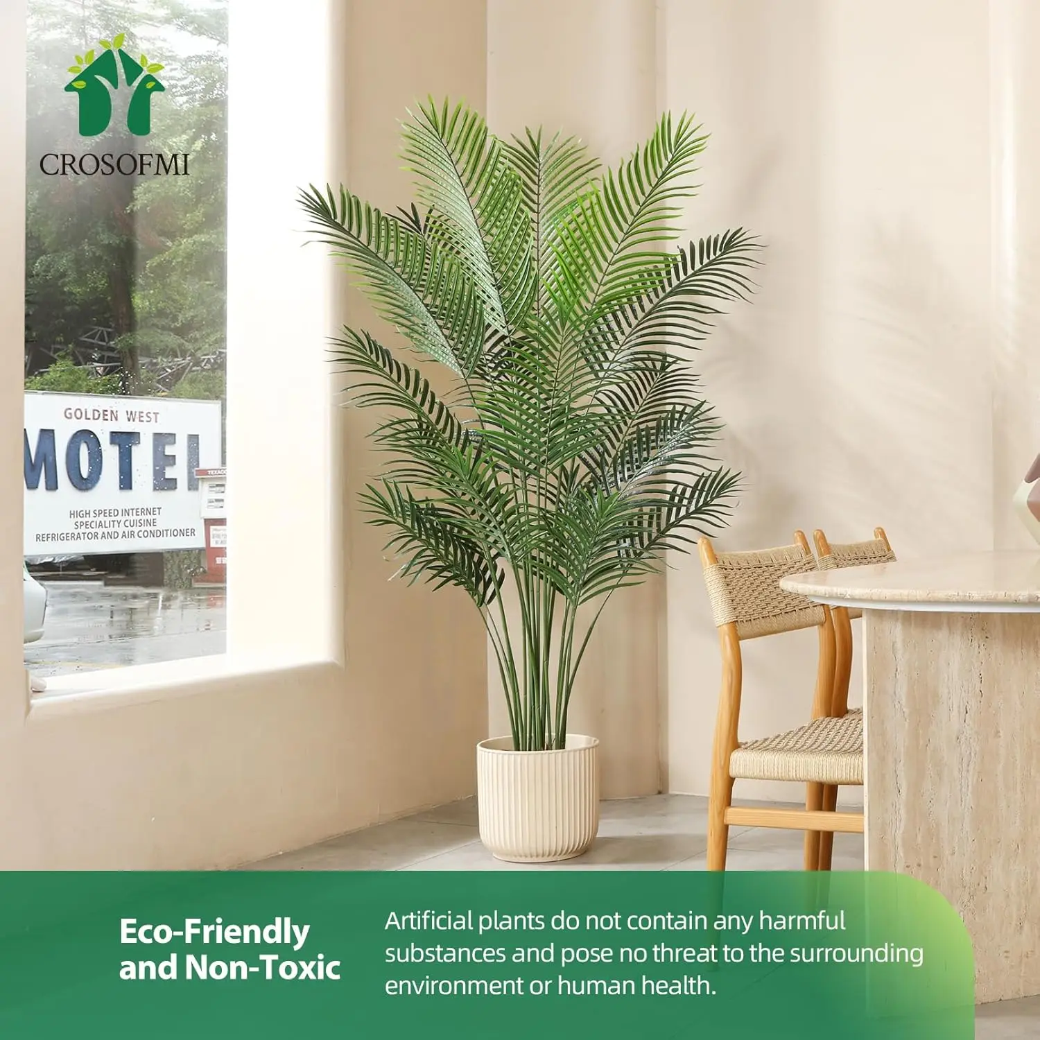 Crosofmi künstliche Areca Palmen pflanze 6 ft gefälschte Palme mit 13 Blättern künstliche gelbe Palme im Topf für Indoor Outdoor Haus nach Hause