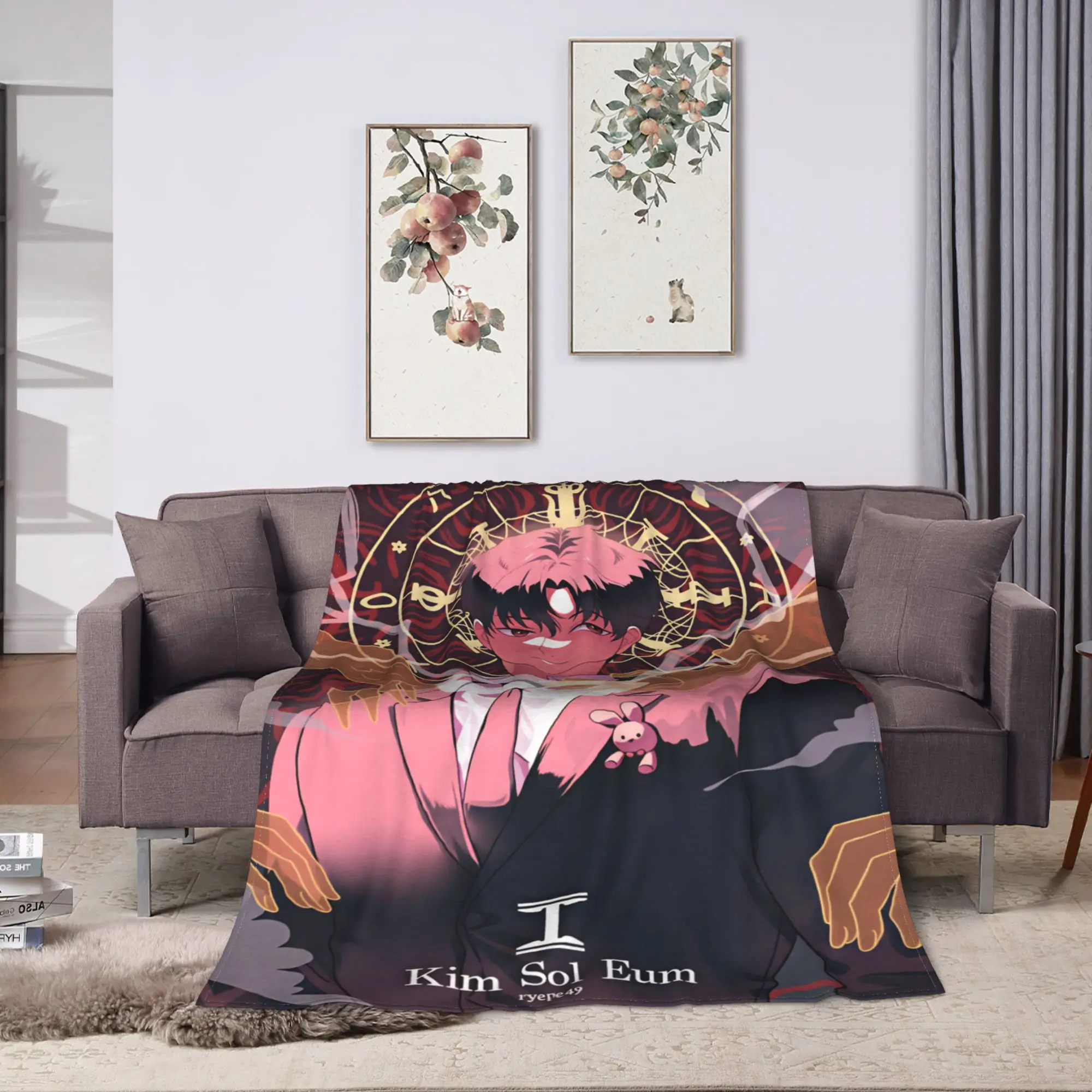 K-Kim S-Soleum Novel GSGW Soft Warm Blanket  Camping Plush Throw Blanket Street Trend Bedroom Flannel Bedspread Sofa Bed Cover