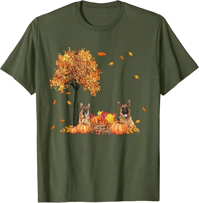 Deutscher Schäferhund Herbstblatt Herbst Hund Thanksgiving Halloween T-Shirt Y2k Hundeliebhaber Ästhetische Kleidung Neuheit Geschenk Weiches Baumwoll-T-Shirt – Detail 8