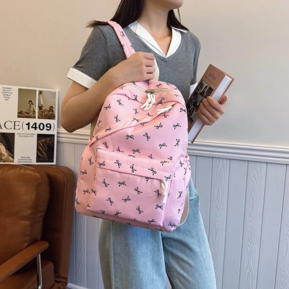 Canvas Bow Backpack Adjustable Straps Lightweight Students School Bag Storage Bag Japanese Style Teenagers Shoulder Bag Travel