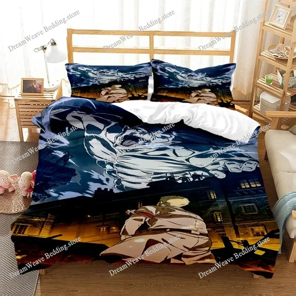Attack on Titan Luxury Bedding Set Japan Anime Cartoon Duvet Cover Set Comforter Bedspread Twin Single Size Printed Luxury Gift