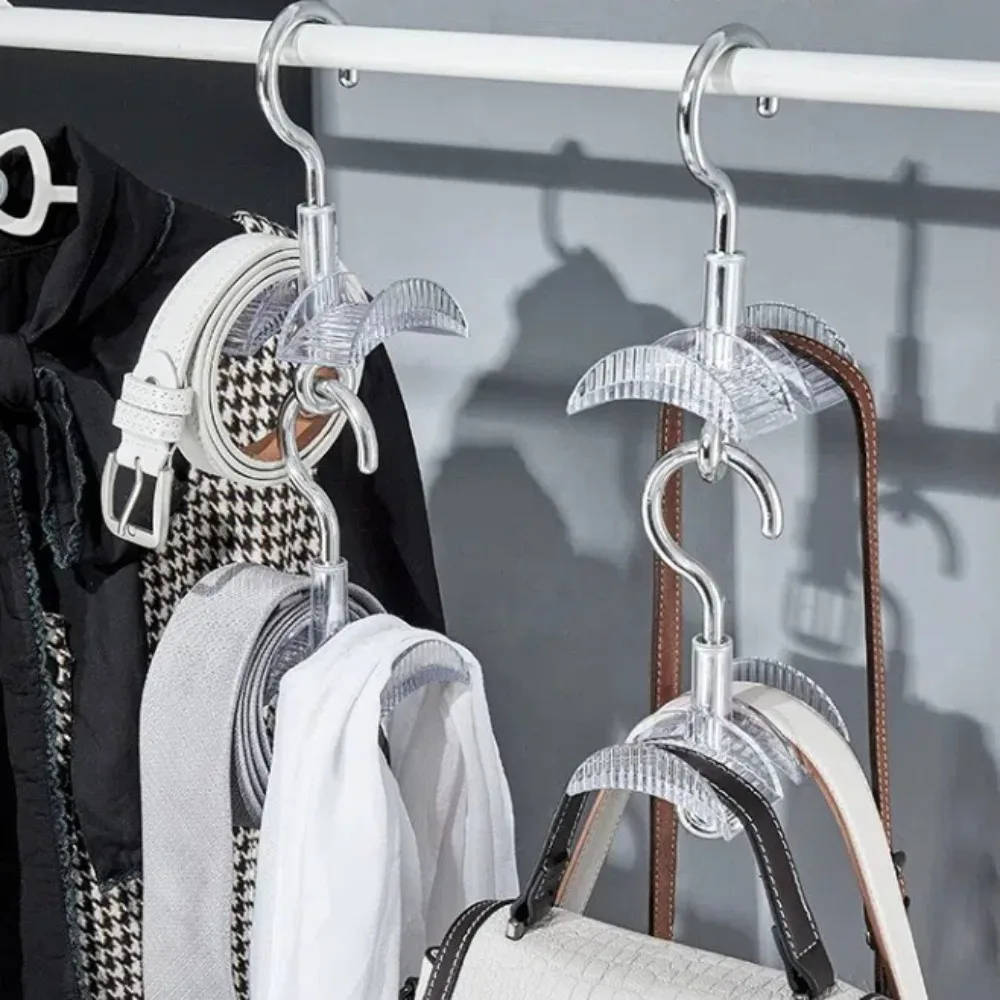 New Wardrobe Hanging Bag Hanger Space Saving Rotating Belt Scarf Hanger Thickening Closet Handbag Holder Wardrobe