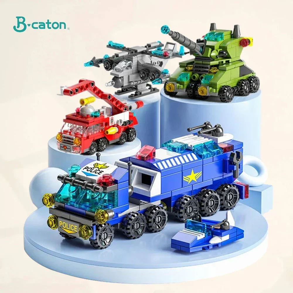 6 in 1 Kids Bricks Toys Vehicle Shapes Aviation Spaceport Model Building Blocks Construction Baby Intelligence Development Gift