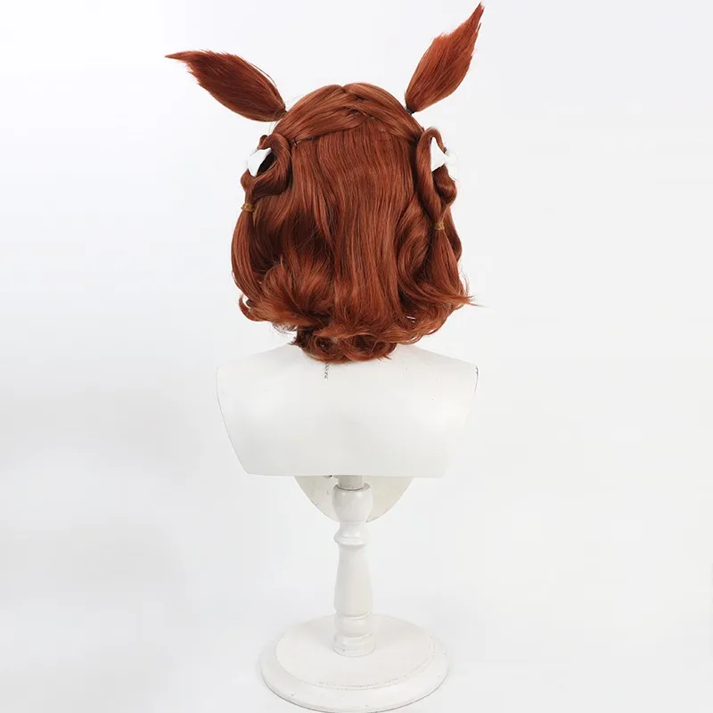 Juego Uma Musume Pretty Derby Aston Machan Cosplay peluca orejas cola disfraz de fiesta de Halloween Prop pelo sintético fibra resistente al calor