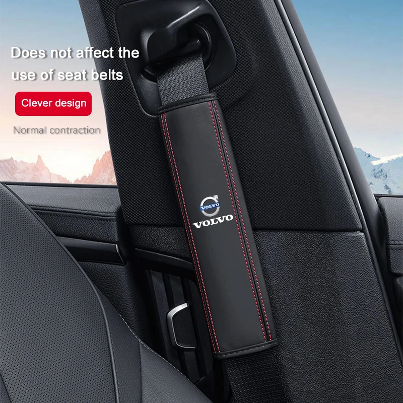 2 قطعة سيارة الكتف بطانة حماية الجلود حزام الأمان غطاء لفولفو Xc60 Xc90 V40 V60 S60 V50 V90 S80 C40 XC40 V70 XC70 C30 EX90 #1