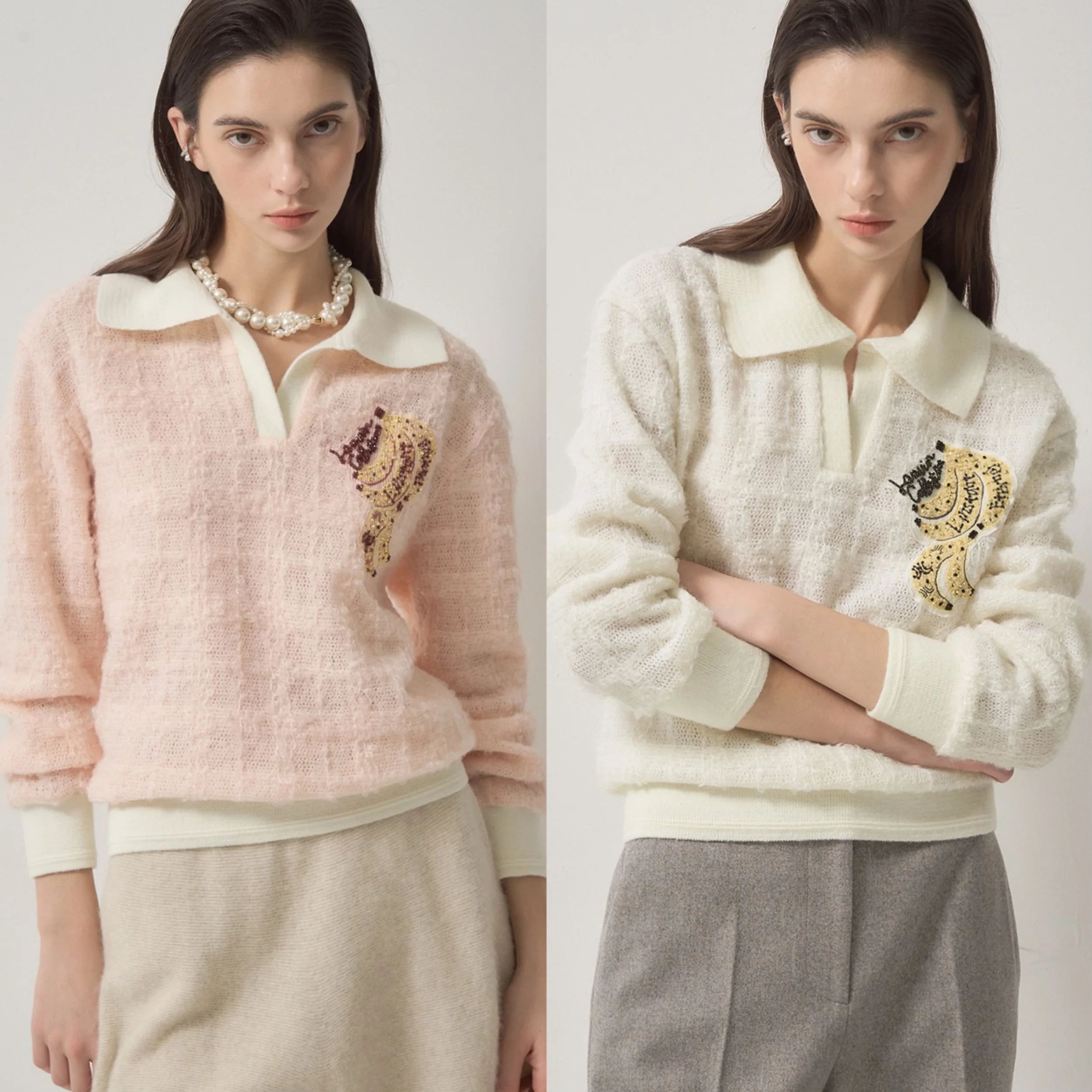 

L * NVIN зимний вязаный свитер, повседневный модный воротник, цветная блузка, шерстяной женский топ с тяжелой вышивкой на осень и зиму