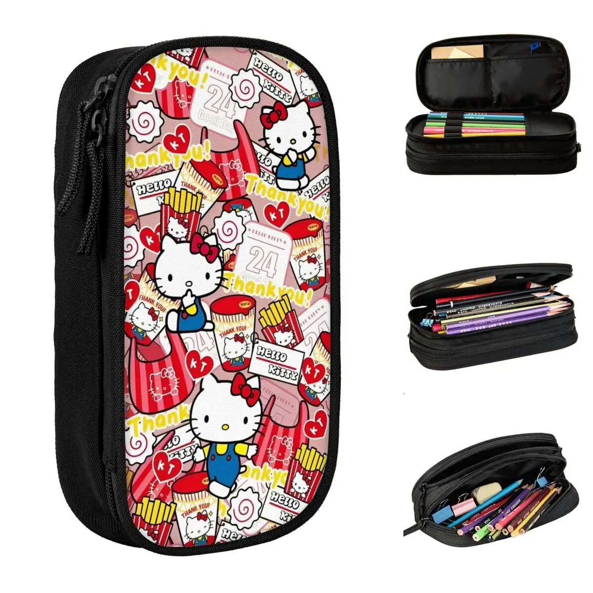

Creative Cartoon Hello Kitty Pencil Case Pencil Pouch Pen Holder for Student Big Capacity Bags Students School Zipper Stationery