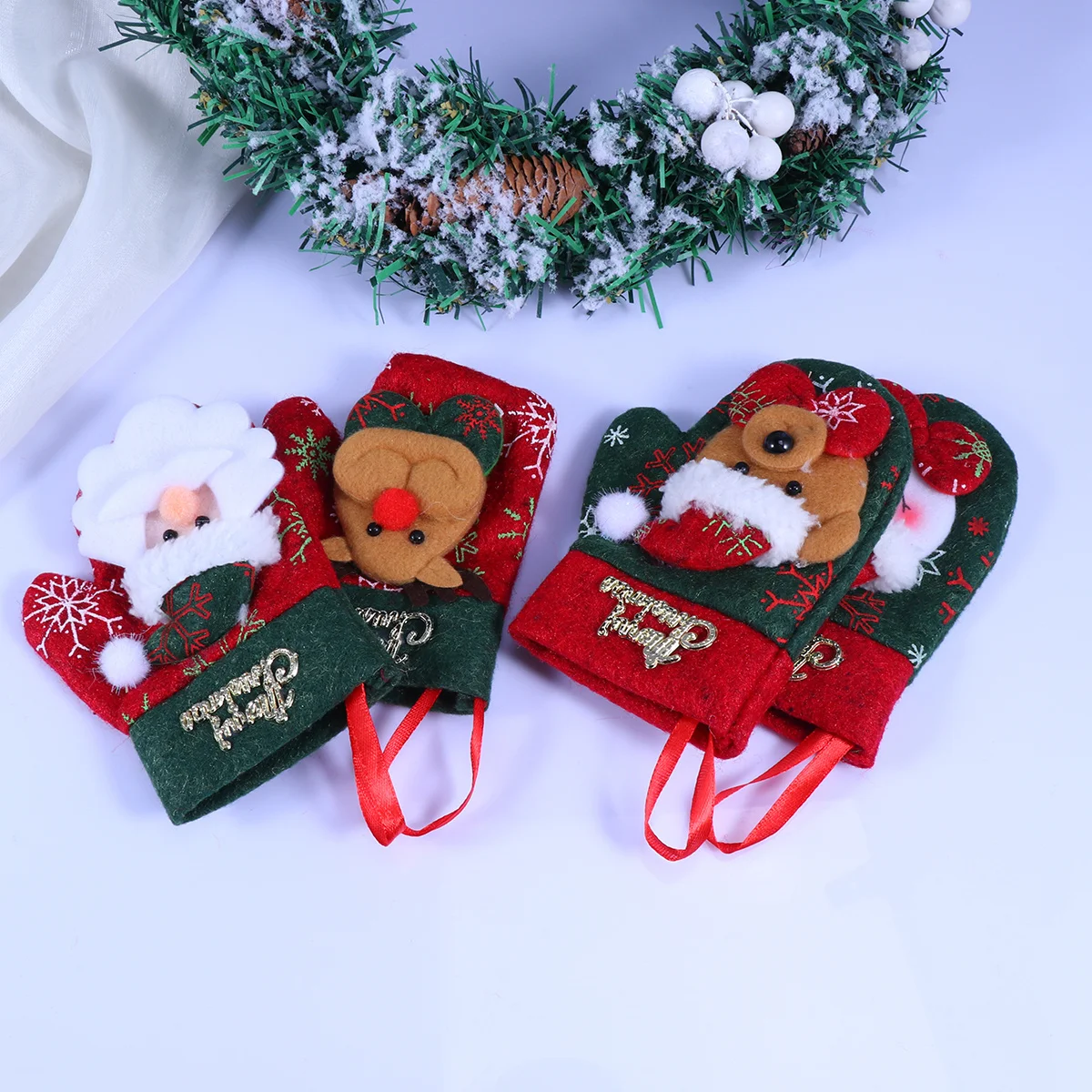 

4Pcs Christmas Stockings Cheerful Hanging Ornament Candy Sock Bags Xmas Home Decor Santa Snowman Bear Elk Gifts