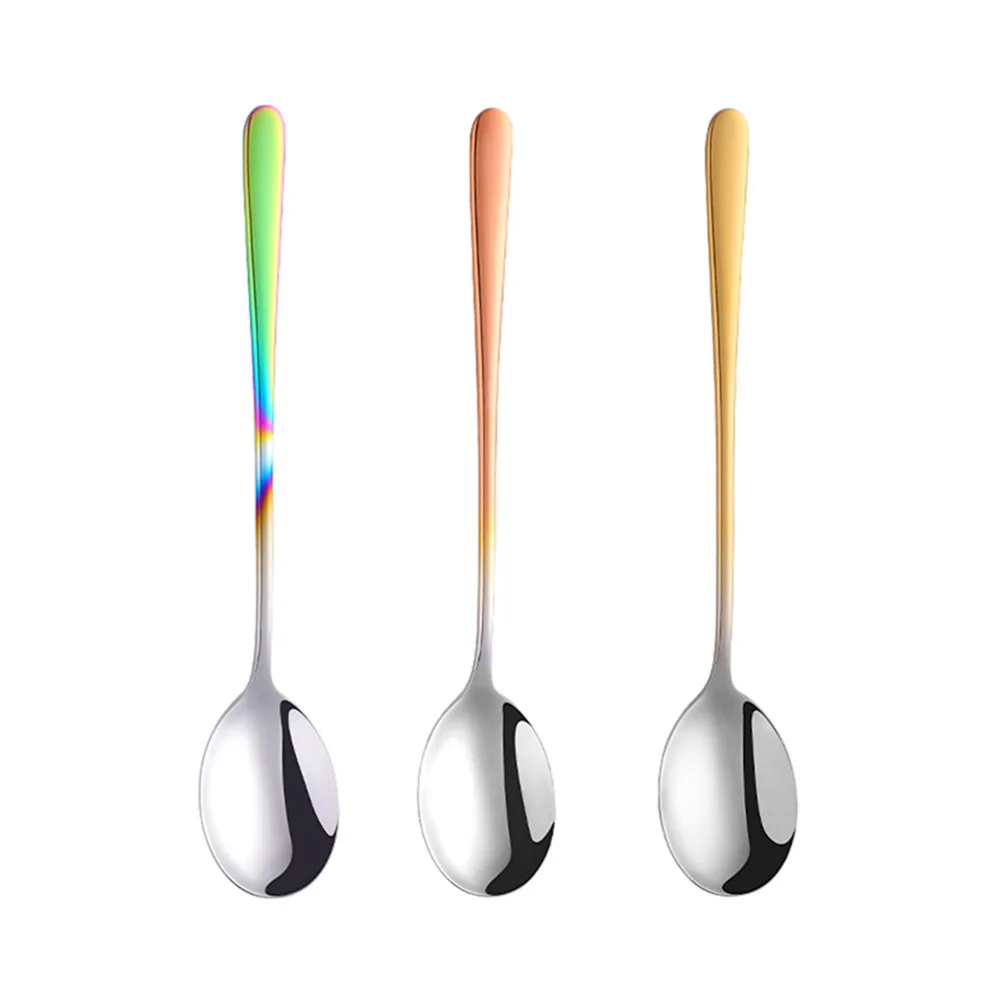 

3Pcs Long Handle Stainless Steel Soup Spoons Polished Design for Home Restaurant Serving Mixing Use Soup Spoons