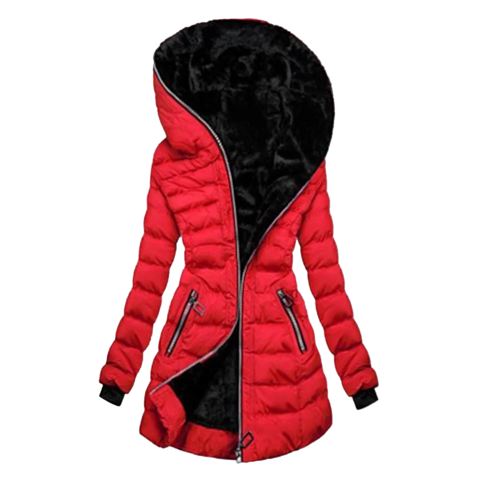 2024 Winter Women Parka Coats Long Cotton Casual Fur Hooded Jackets Thick Warm Slim-fit Jacket Female Overcoat Clothing