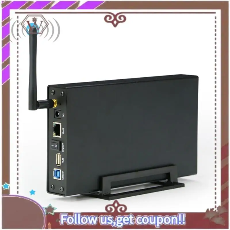 ABBG-Портативный 3,5-дюймовый HDD SSD-корпус Портативный USB3.0 Rj45 Ethernet NAS Сетевой потоковый сервер для хранения корпуса EU PLUG