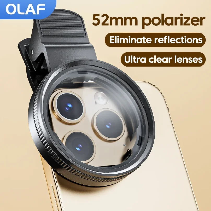 New Acrylic 52mm CPL Universal With Clip Mobile Phone Lens Circular Polarizing Filter For iPhone Samsung smartphones