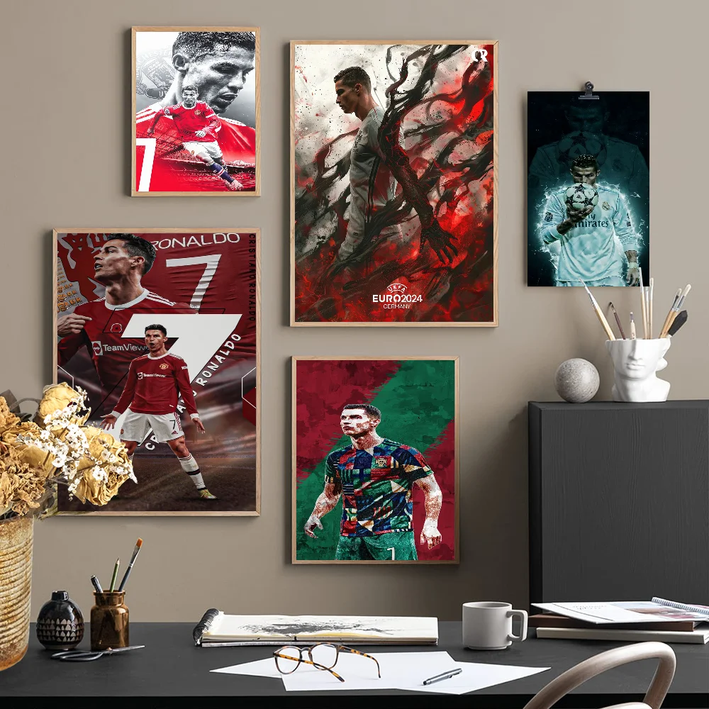 Soccer players Cristiano Ronaldo DIY Sticky Poster Fancy Wall Sticker for Living Room Bar Decoration Wall Decor