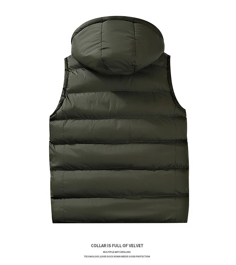 Rompi Puffer Bertudung Katun Pria Mantel Kasual Modis Bertudung Rompi Pria Berlapis Katun Pria Rompi Ritsleting Pria Ukuran Plus