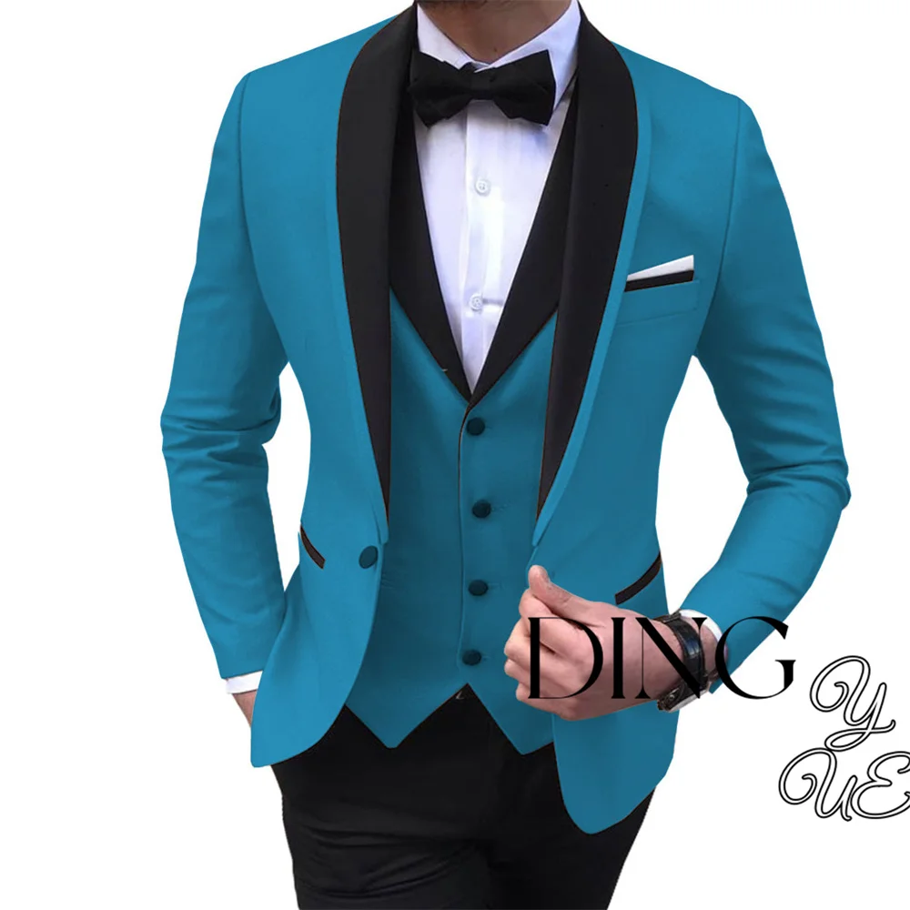 Ternos formais masculinos de 3 peças com um botão, slim fit terno, jaqueta e colete, noivo de casamento, clássico