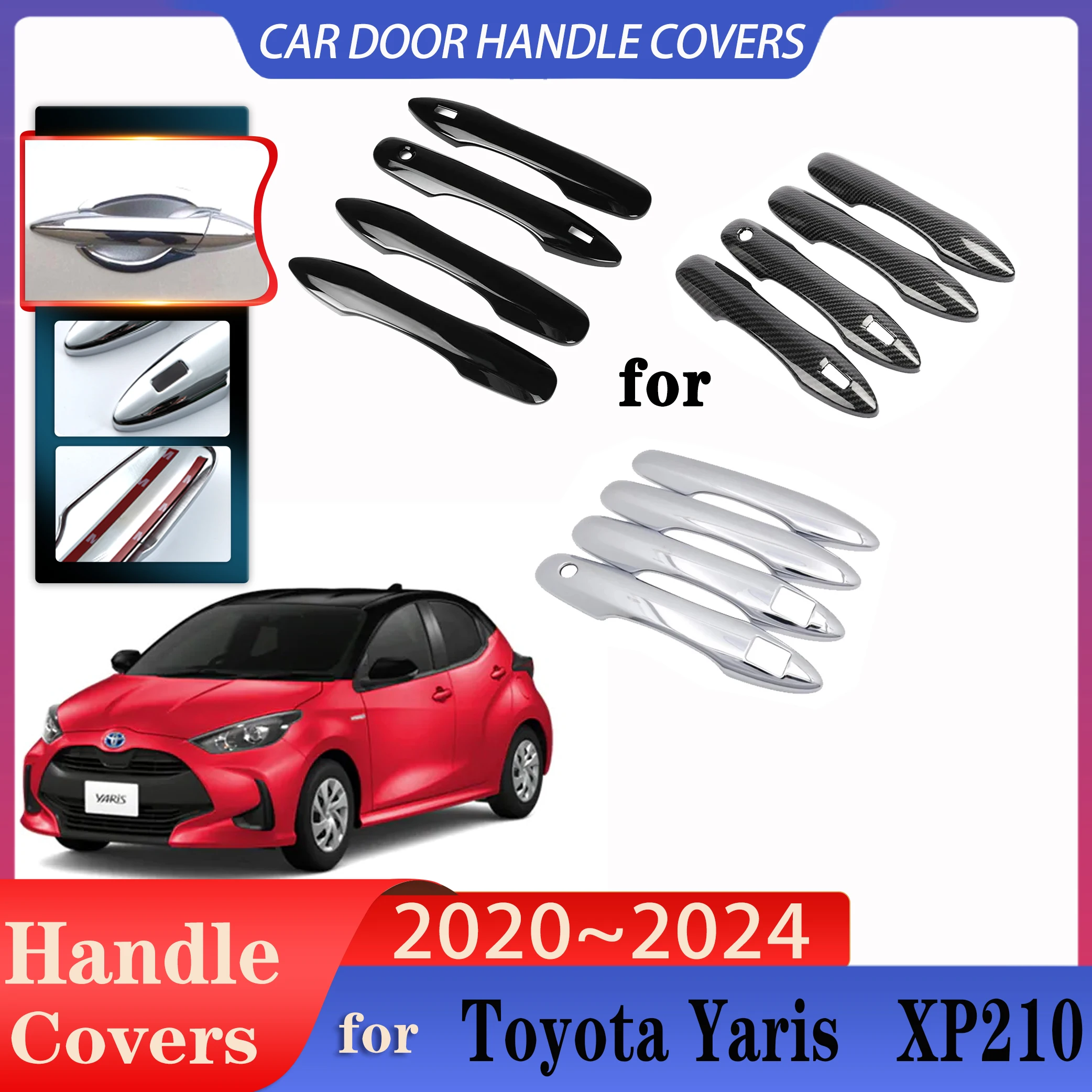 For Toyota Yaris Accessories Mazda2 Hybrid XP210 2020~2024 Car Door Handles Covers Exterior Scratch Protective Cover Accessories