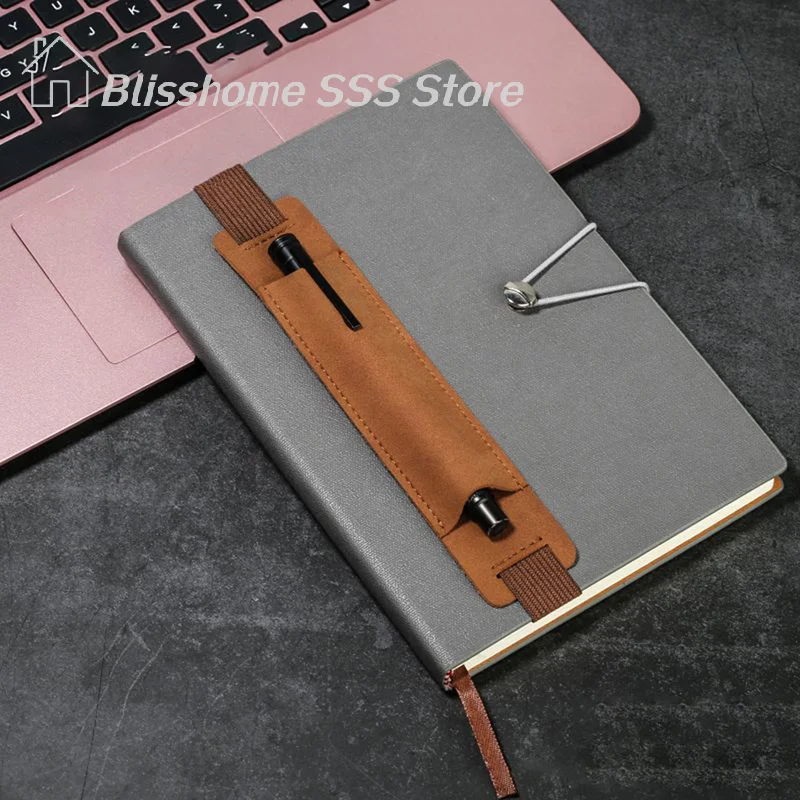 【S】Adjustable Elastic Band Pen Holder PU Leather Pen Sleeve Pouch Elastic Notebook Pen Holder 8-1.5 Inch Detachable