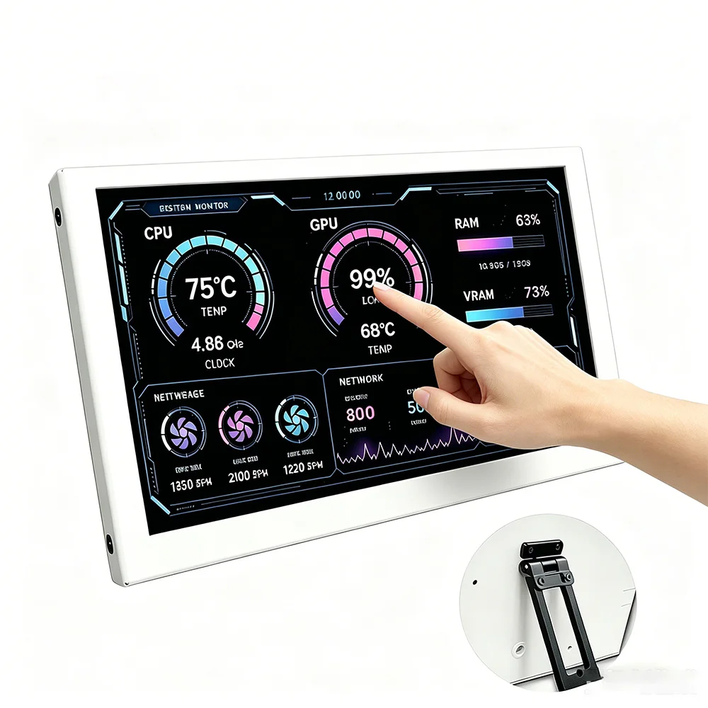 LESOWN 5.0-in Matte White Raspberry Pi Touch Display 16:9 800x480 HDMI 60Hz Auxiliary Monitor for DIY SBC Maker Kit
