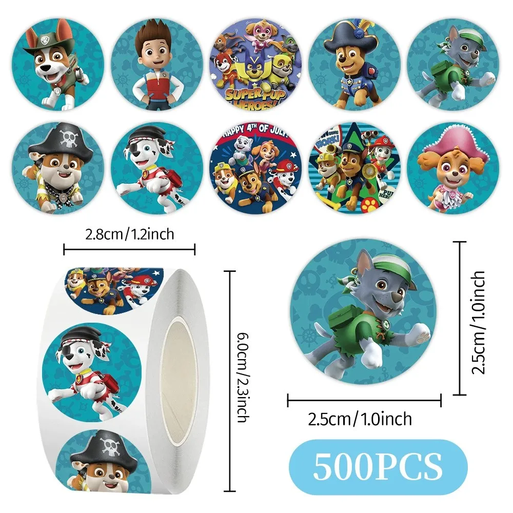 500 Blatt/Rolle Paw Patrol Cartoon Anime Aufkleber Kinder Album Tagebuch Umschlag Abdichtung Papier Band Spielzeug Dekoration Kreative DIY