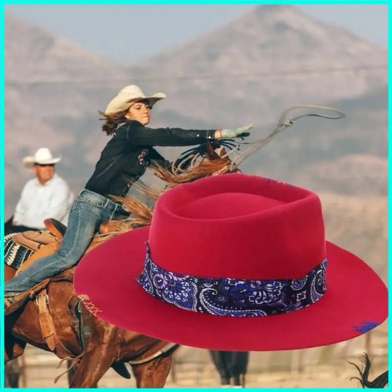 

Wool Top Hat Wide Brimmed Western Hat for Dinner Outdoor Casual Wear