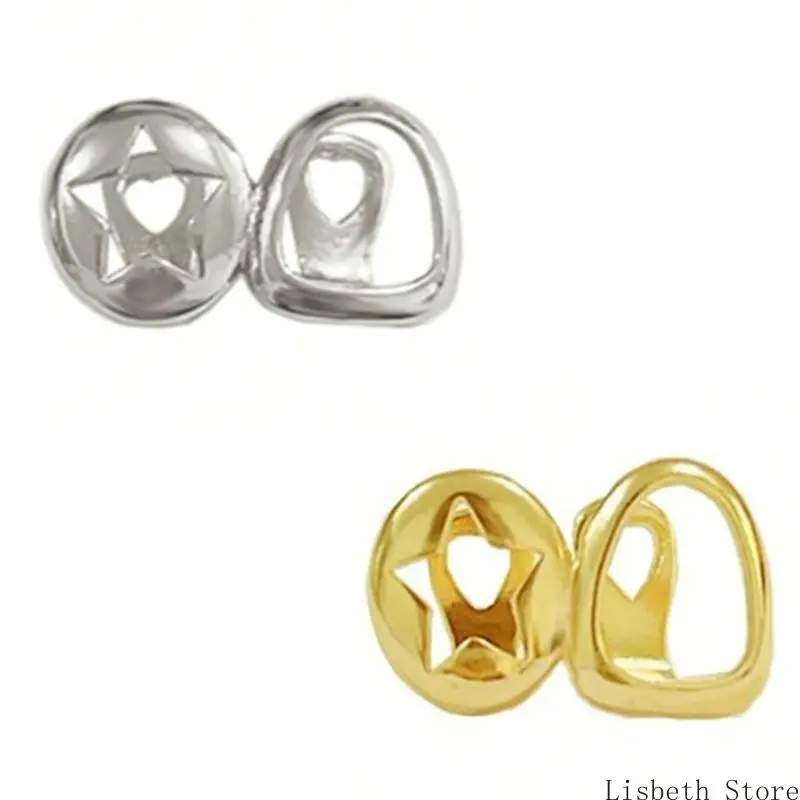 124A العصرية الهيب هوب الأسنان الأنياب شكل نجمة مستديرة النحاس الجسم مجوهرات لتأثيري #1