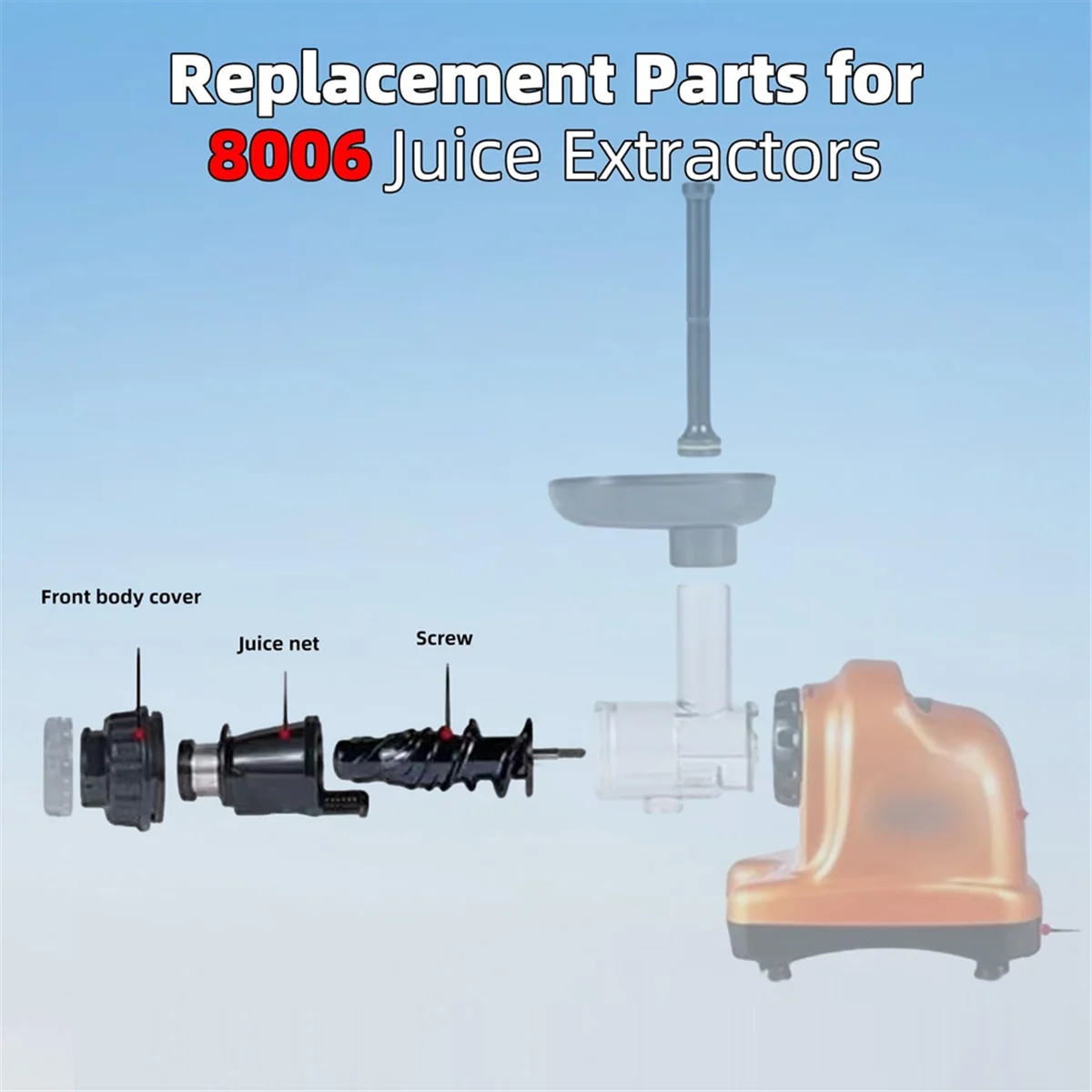 Peças de reposição para espremedor, compatíveis com Omegae 8006 8005 8004 8003 NC800HDR, NC900HDC Tela de suco de mastigação lenta