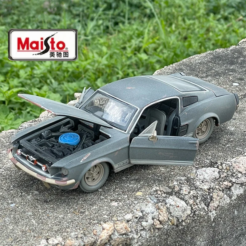 

Maisto 1:24 1967 Ford Mustang GT Alloy Make Old Rust Модель спортивного автомобиля Литье под давлением Металлический классический гоночный автомобиль Модель автомобиля Подарок для детей