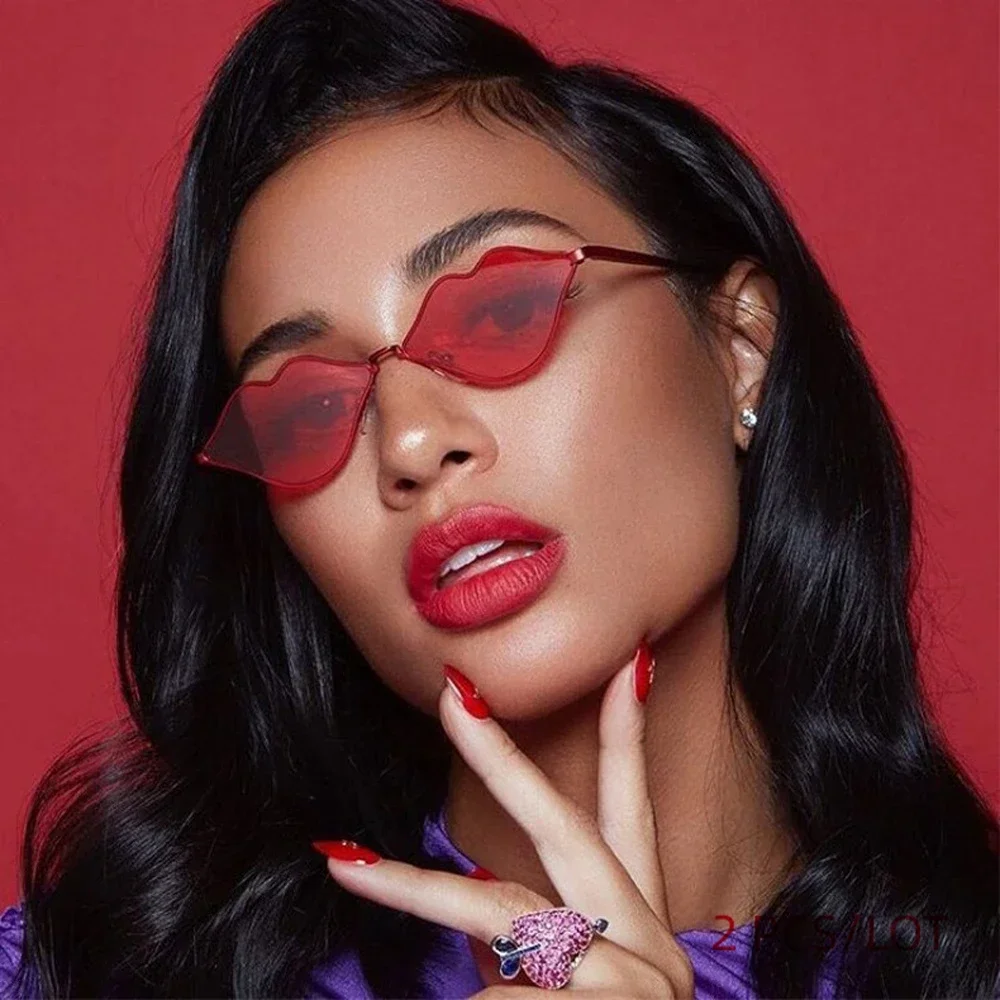 Xiaomi Sexy Rode Lippen Zonnebril 2025 Hippie Vintage zonnebril voor Vrouwen Festival Rave Party Zonnebril Dames Brillen