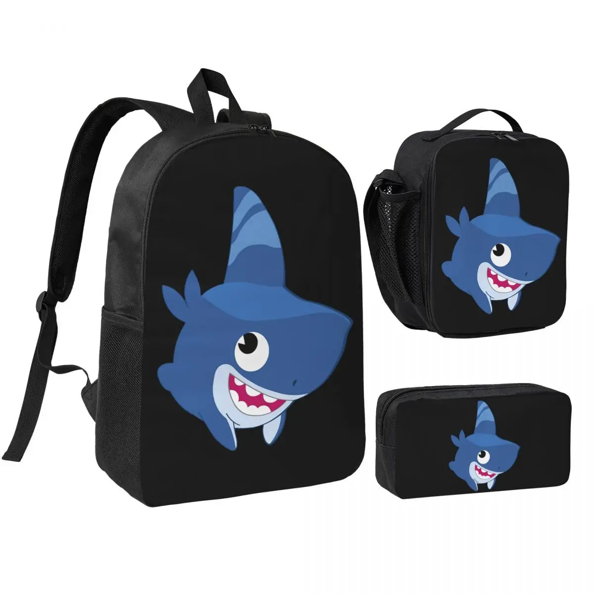

Funny Shark Dog Backpack Boys Girls BookBag School Bag Shoulder Bags 3ps Insulated Lunch Bag Pencil Case