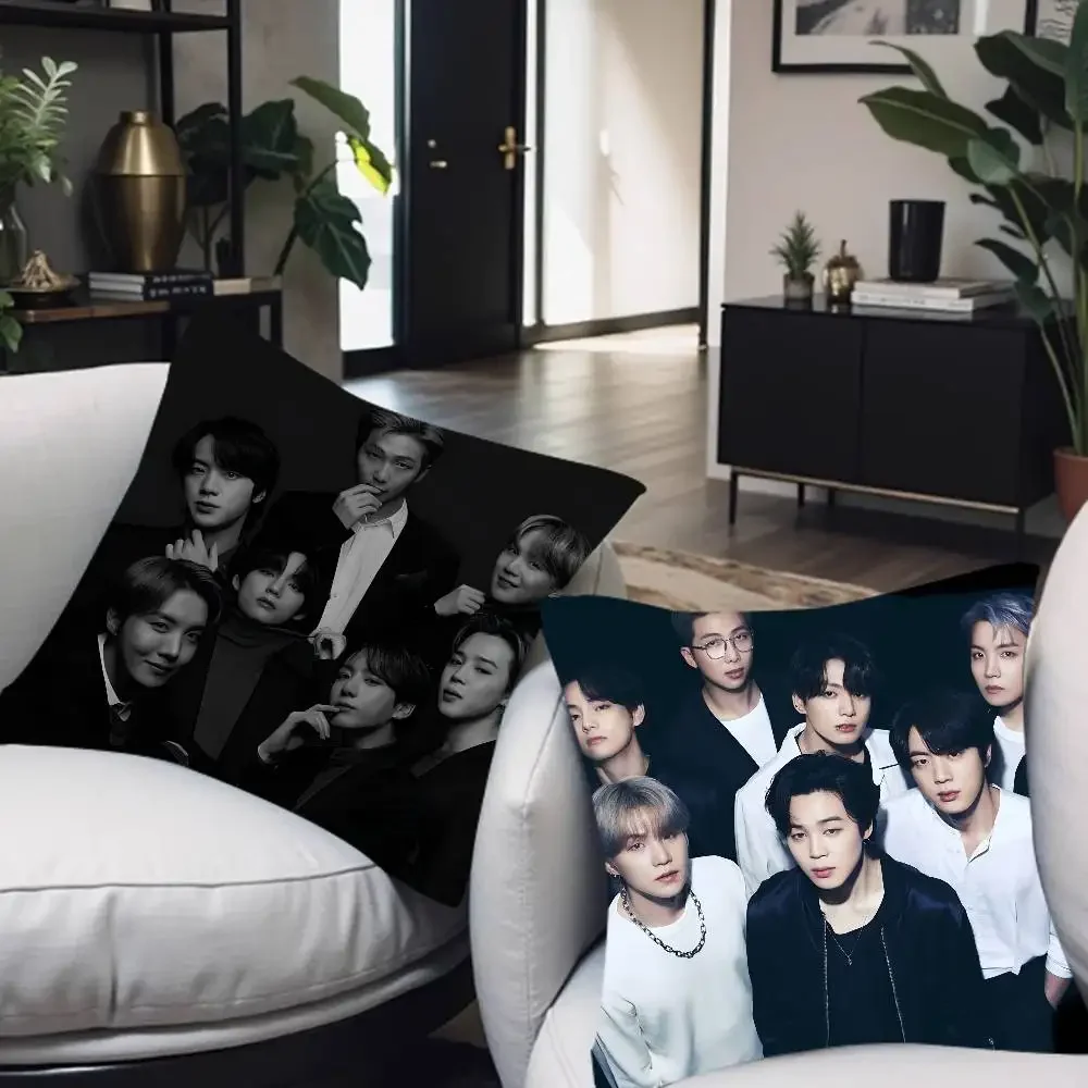 Korean Celebrity B-BTS Pillow Case For Sofa Decor Car Office Room Printing Cushion Cover Decorations And Protector