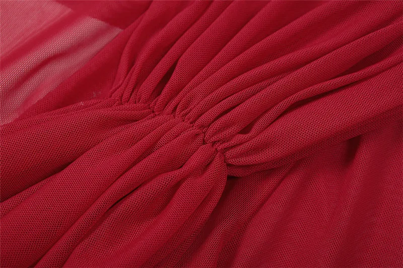 فستان نسائي أنيق مثير شفاف من خلال شبكة Bodycon فستان ماكسي للحفلات مكشكش وياقة متأرجحة وأكمام طويلة نحيفة لأعياد الميلاد رداء طويل للنوادي #5