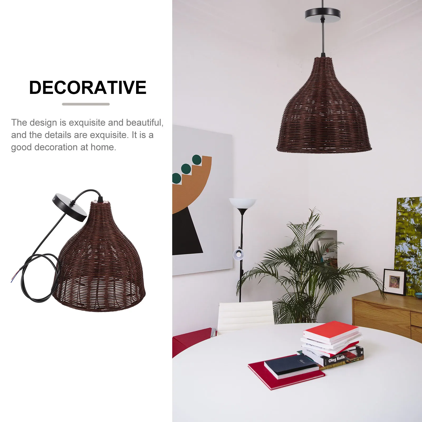 

Rattan Lampshade Lampshades for Ceiling Woven Decoration Natural Light Cover Hanging Branches Table