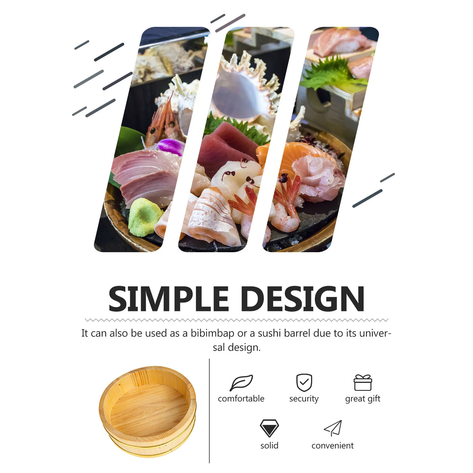 

Wooden Japanese Sushi Bucket Simple Round Rice Mixing Container Food Storage Tray Lightweight Compact Kitchen Gadget for Home