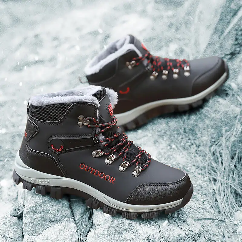 YRZL Thermal Hiking Boots for Men Anti Slip Snow Boots Waterproof Trekking Shoes Warm Comfortable Lightweight Outdoor Footwear